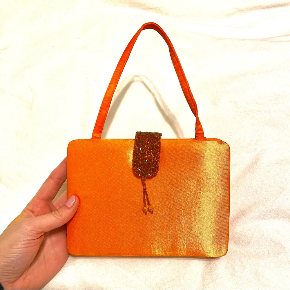 Vintage beaded orange handbag